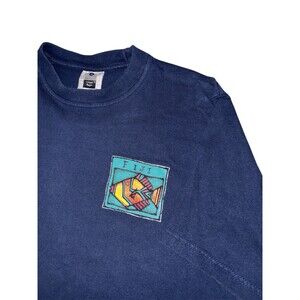 Fiji Island T-shirt Tee Men's Small Blue Colorful Tropical Beaches Vintage 90s